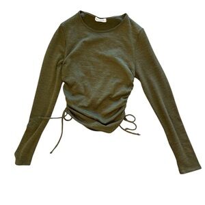 Elegant Olive Long Sleeve Top with Side Ties